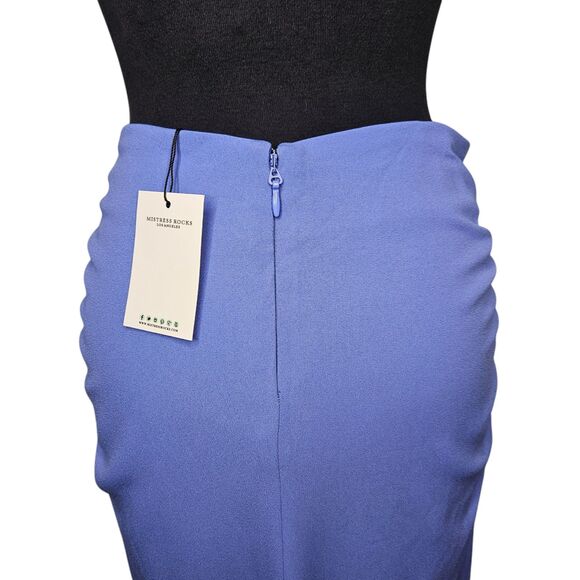 MISTRESS ROCKS LA Wishing Gathered Midi Skirt Purple Large NWT Ruched - Picture 4 of 12